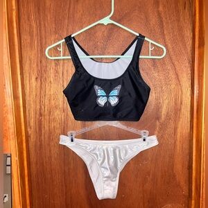 Butterfly, holographic swimsuit/rave wear🖤🦋